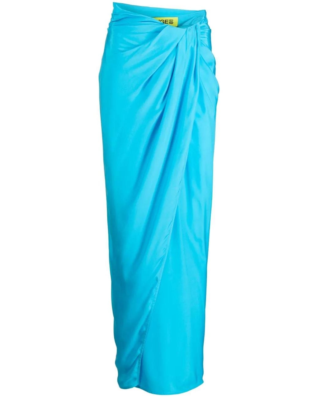 GAUGE81 Blue Paita Draped Silk Maxi Skirt