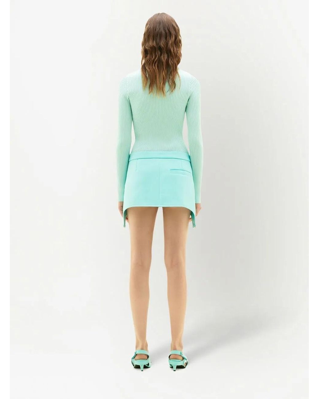 Courreges Blue Mini Skirt With Braces In Twill