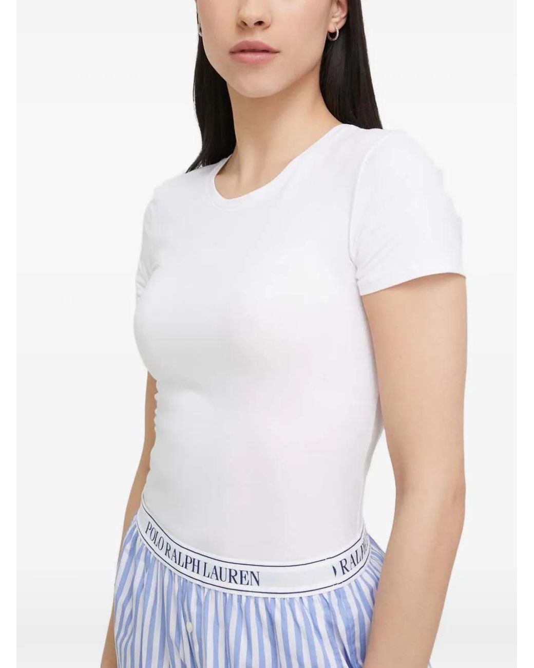 Polo Ralph Lauren White Striped Shorts Pajama Top