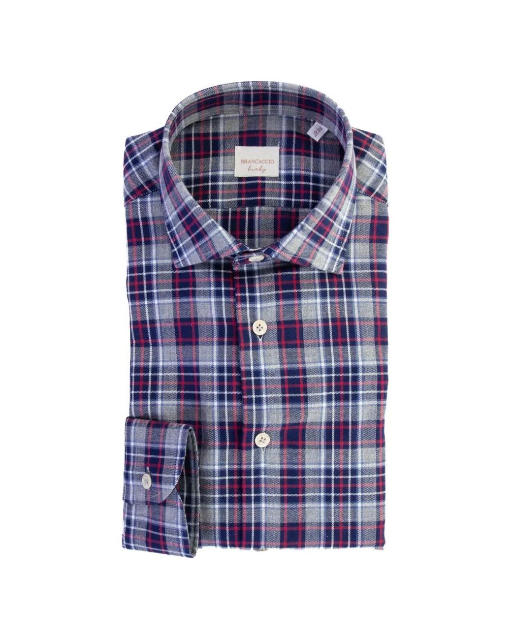 BRANCACCIO Blue Check-Pattern Button-Down Shirt for men