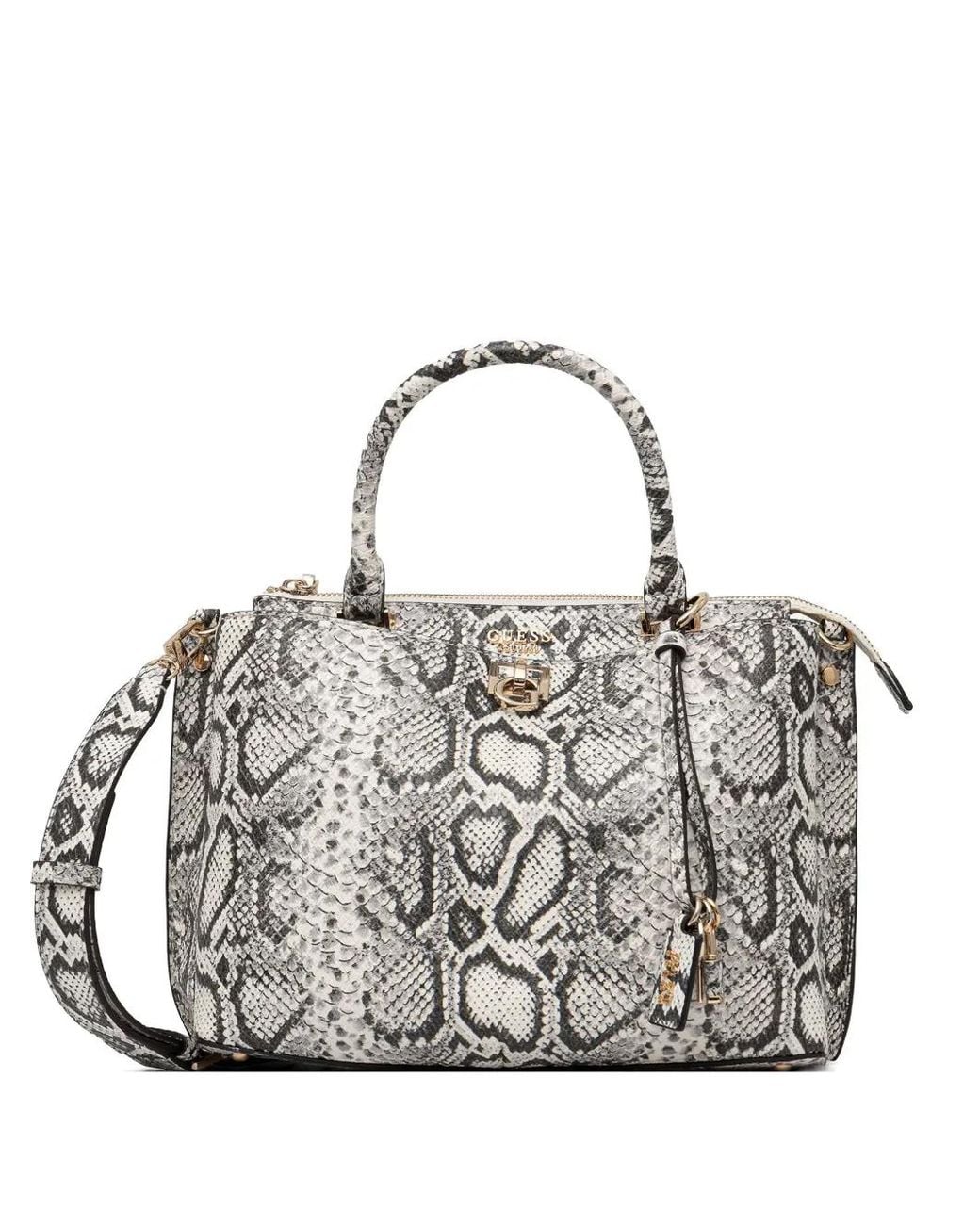 Guess White Snakeskin-Effect Tote Bag