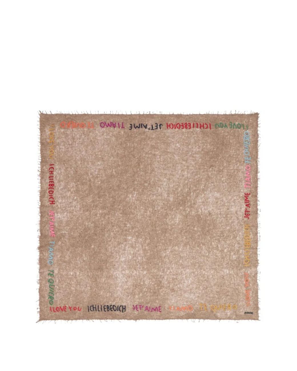 Faliero Sarti Natural Little Te Quiero Slogan-Print Frayed Scarf