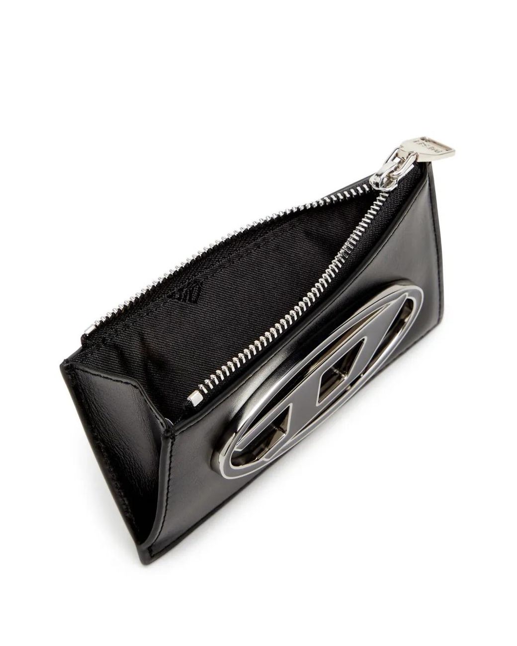DIESEL Black Calfskin Card Holder With Logo Plaque