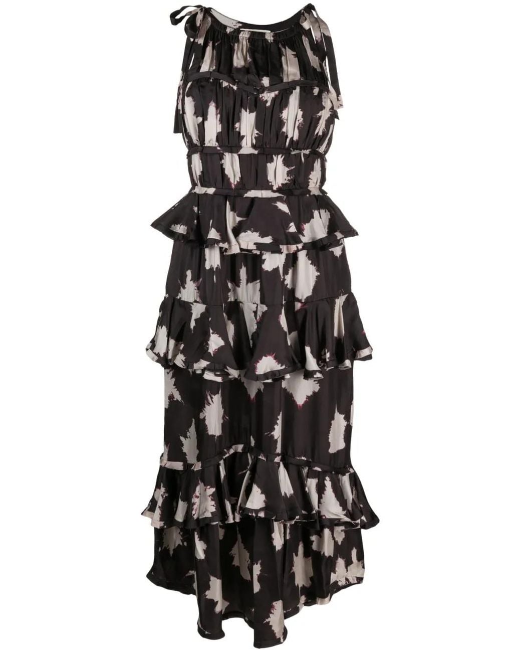 Ulla Johnson Black Serafina Floral Silk Gown