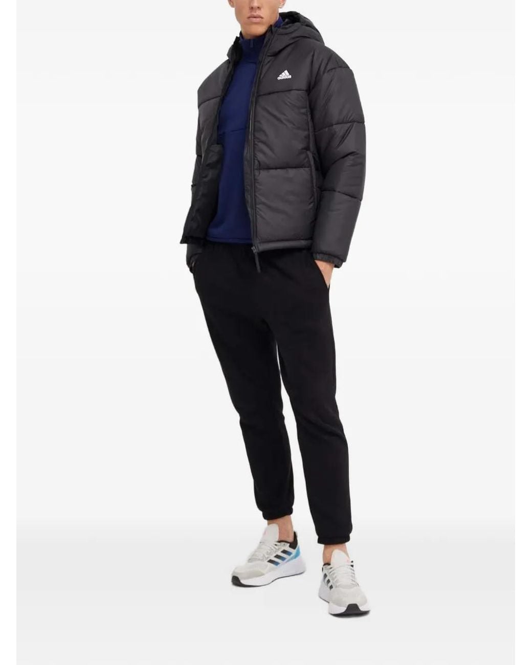 Adidas Blue Half-Zip Logo-Print Sweatshirt for men