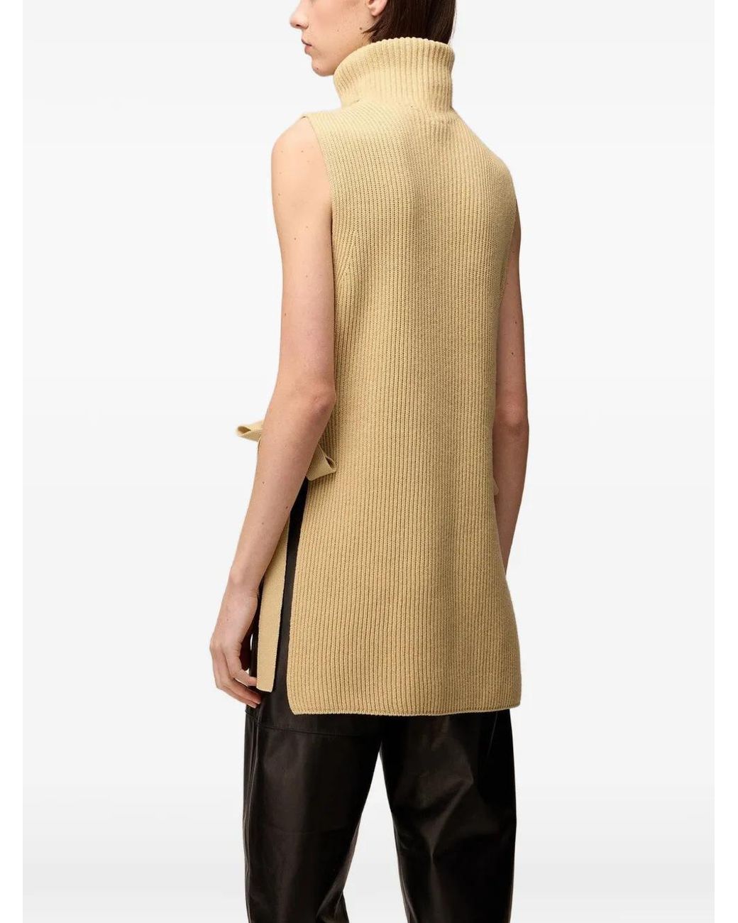 RETORI Natural Ribbed-Knit Side-Tie Vest