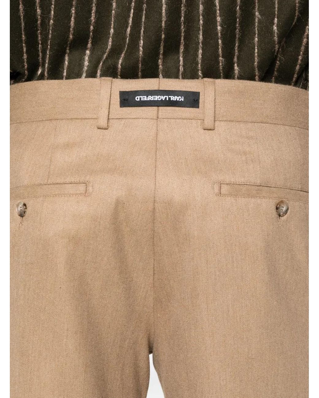 Karl Lagerfeld Natural Pressed-Crease Trousers for men