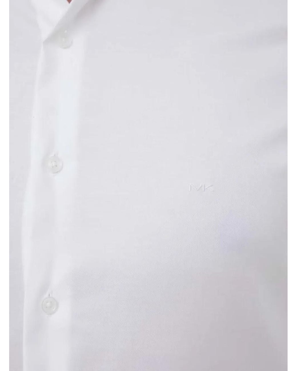 Michael Kors White Logo-Embroidered Long-Sleeve Shirt for men