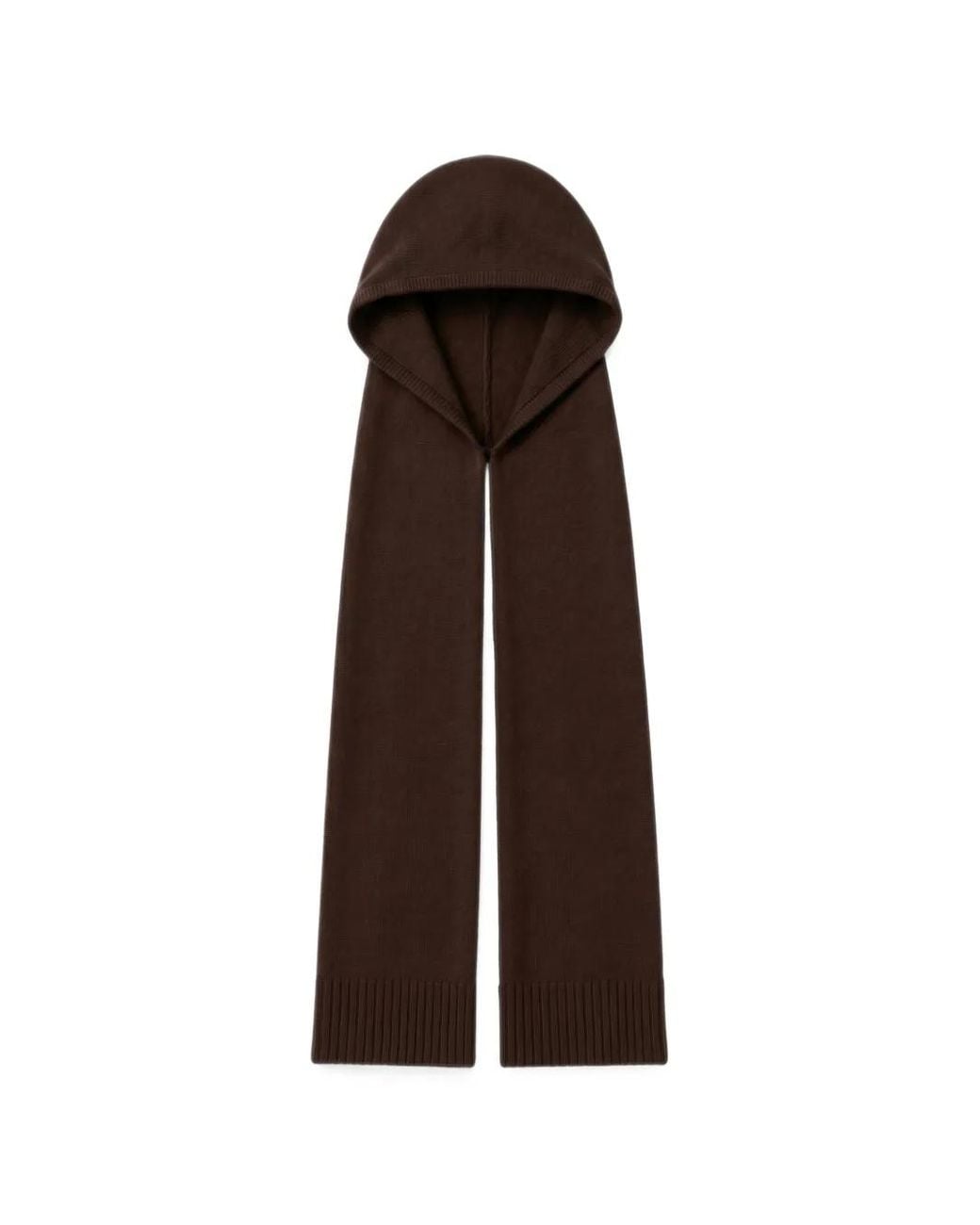 Chinti & Parker Brown Fine-Knit Hooded Scarf