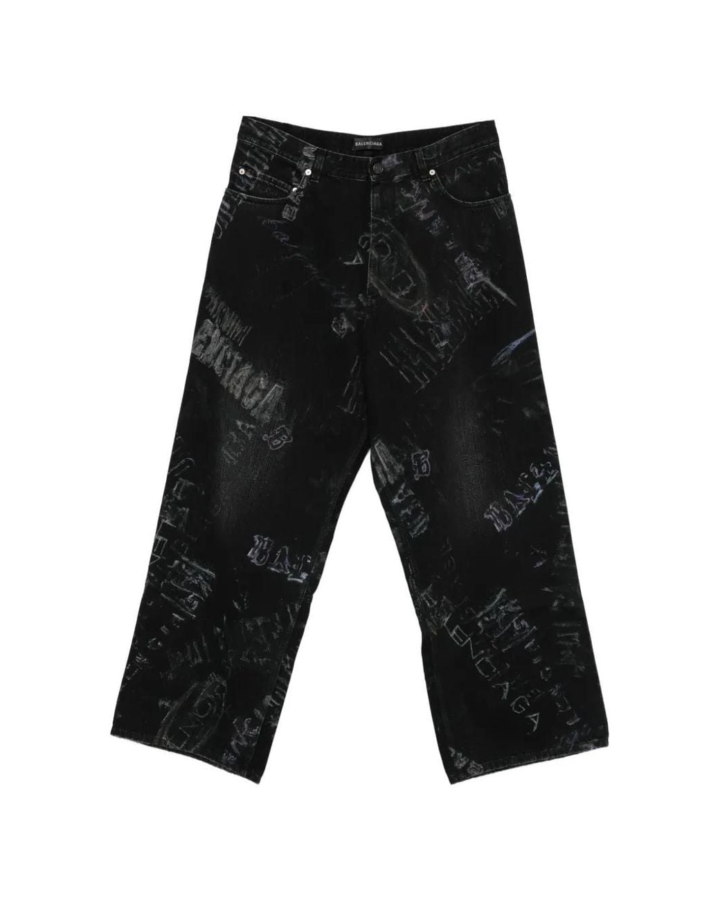Balenciaga Black Pantalon Imprimé En Coton for men