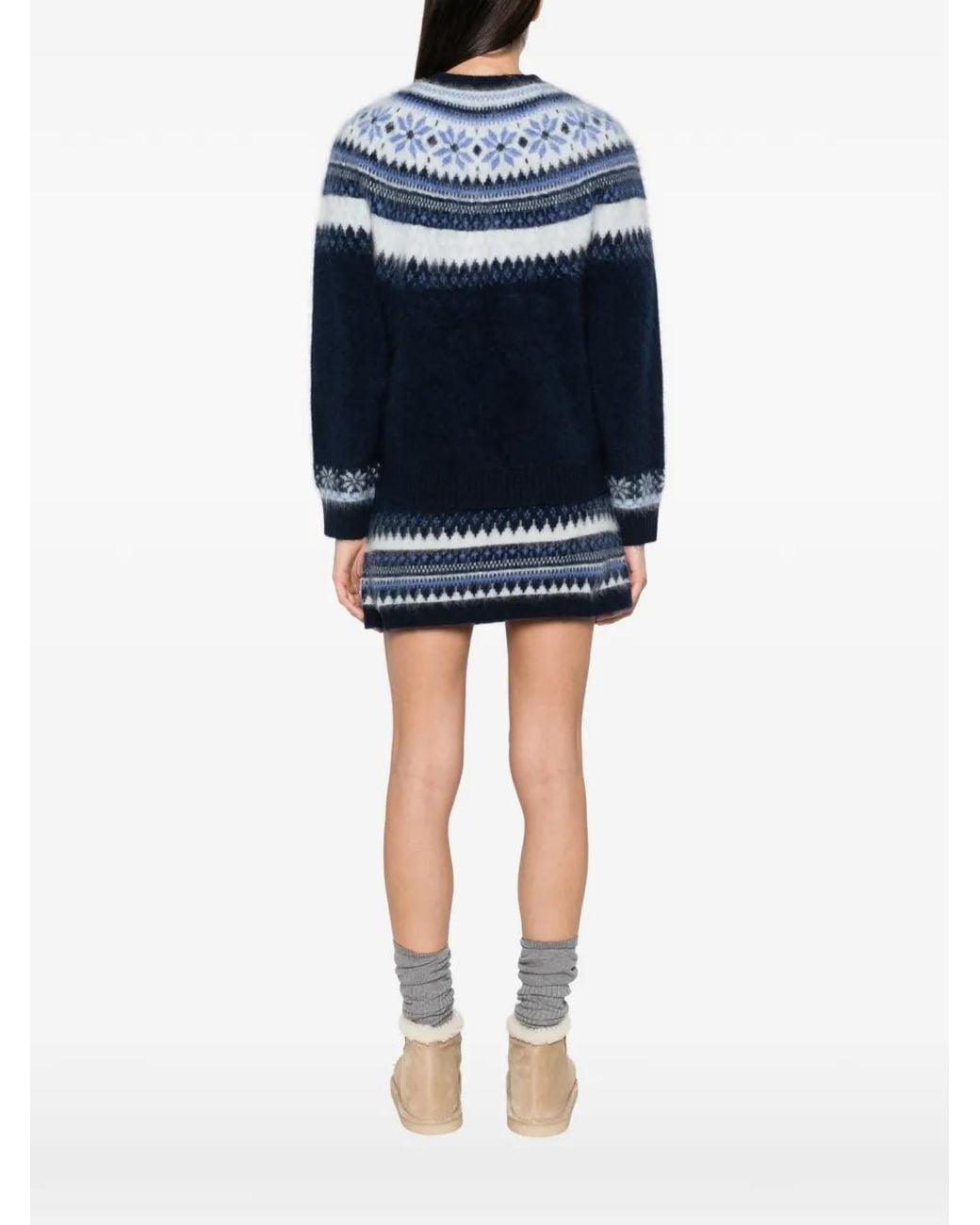 Maje Blue Fair Isle-Knit Sweater