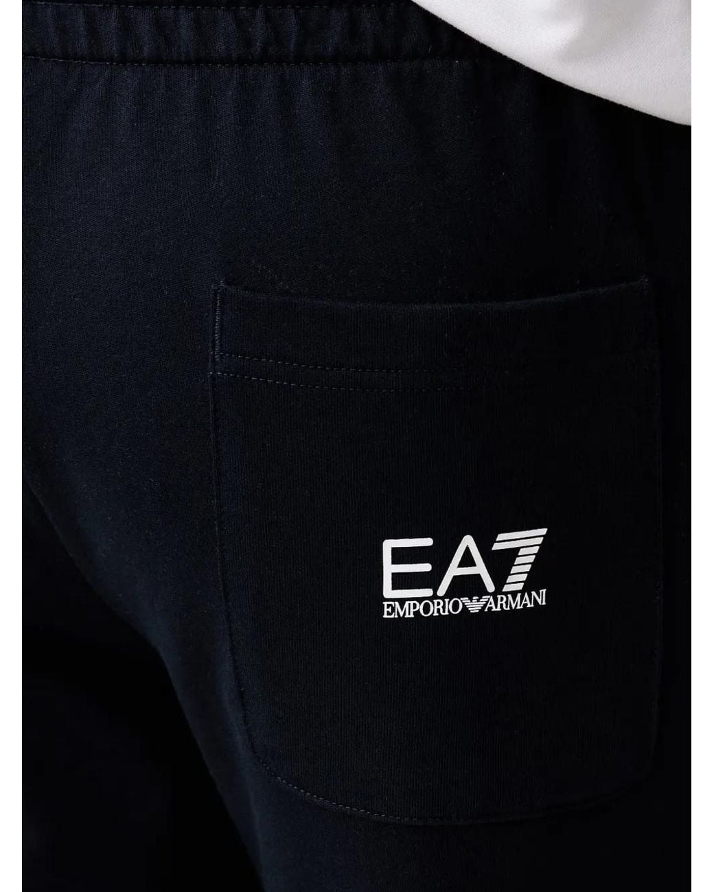 EA7 Black Logo-Print Track Pants for men