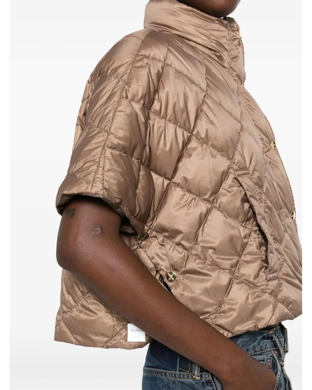 Max Mara Brown Quilted Short-Sleeve Jacket