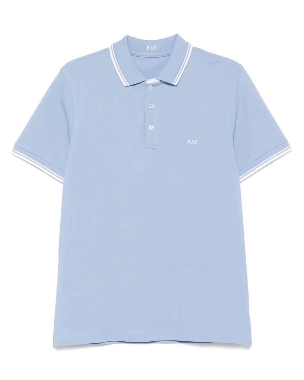 Fay Blue Logo-Embroidered Polo Shirt for men