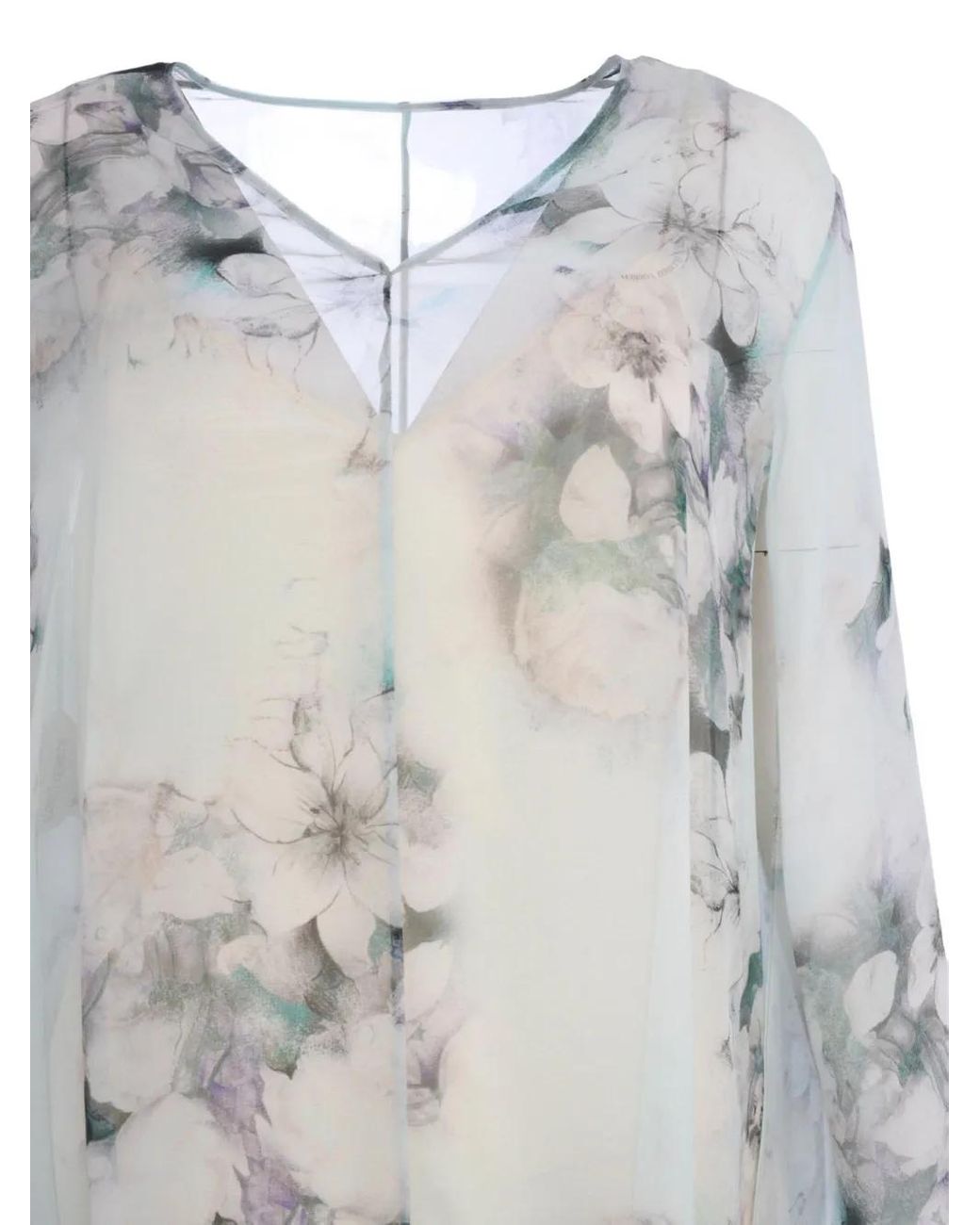 Alberta Ferretti White Floral-Print Maxi Dress