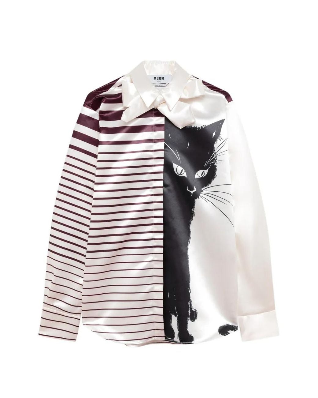 MSGM White Cat-Print Shirt
