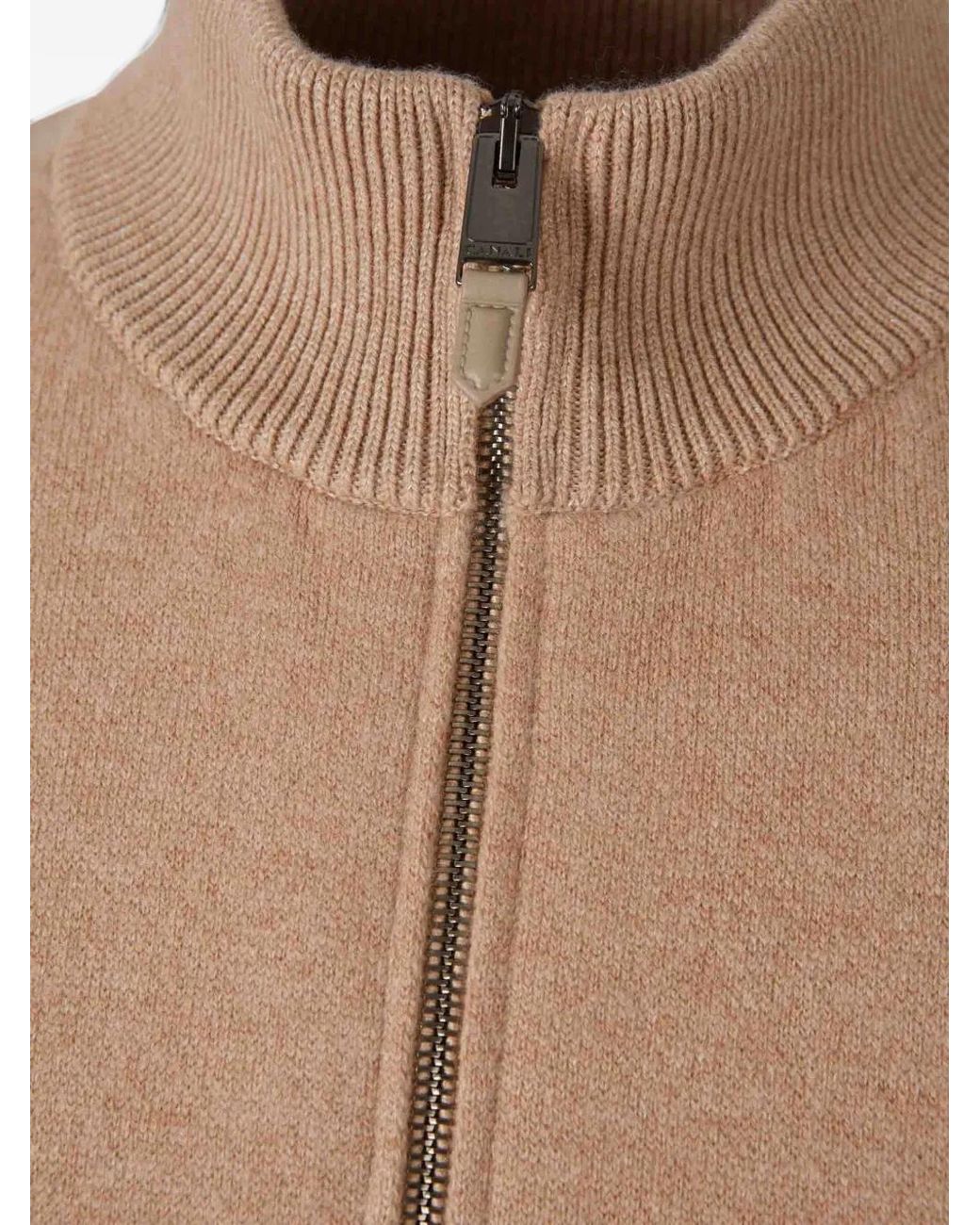 Canali Natural Zip-Up Elbow-Patch Sweater for men
