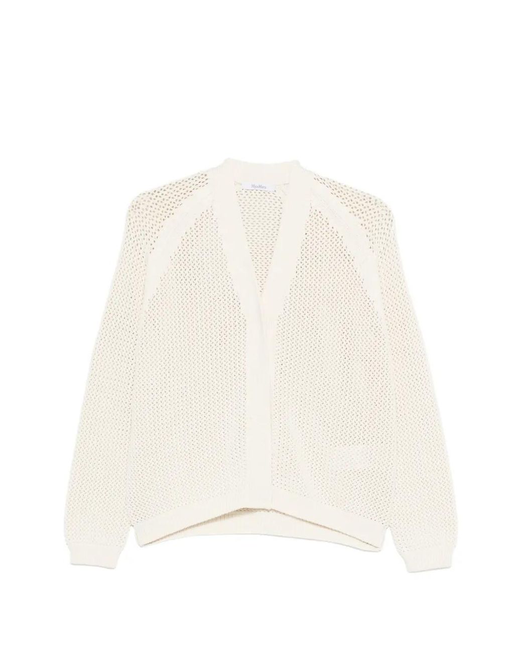Max Mara White V-Neck Long Sleeve Sweater