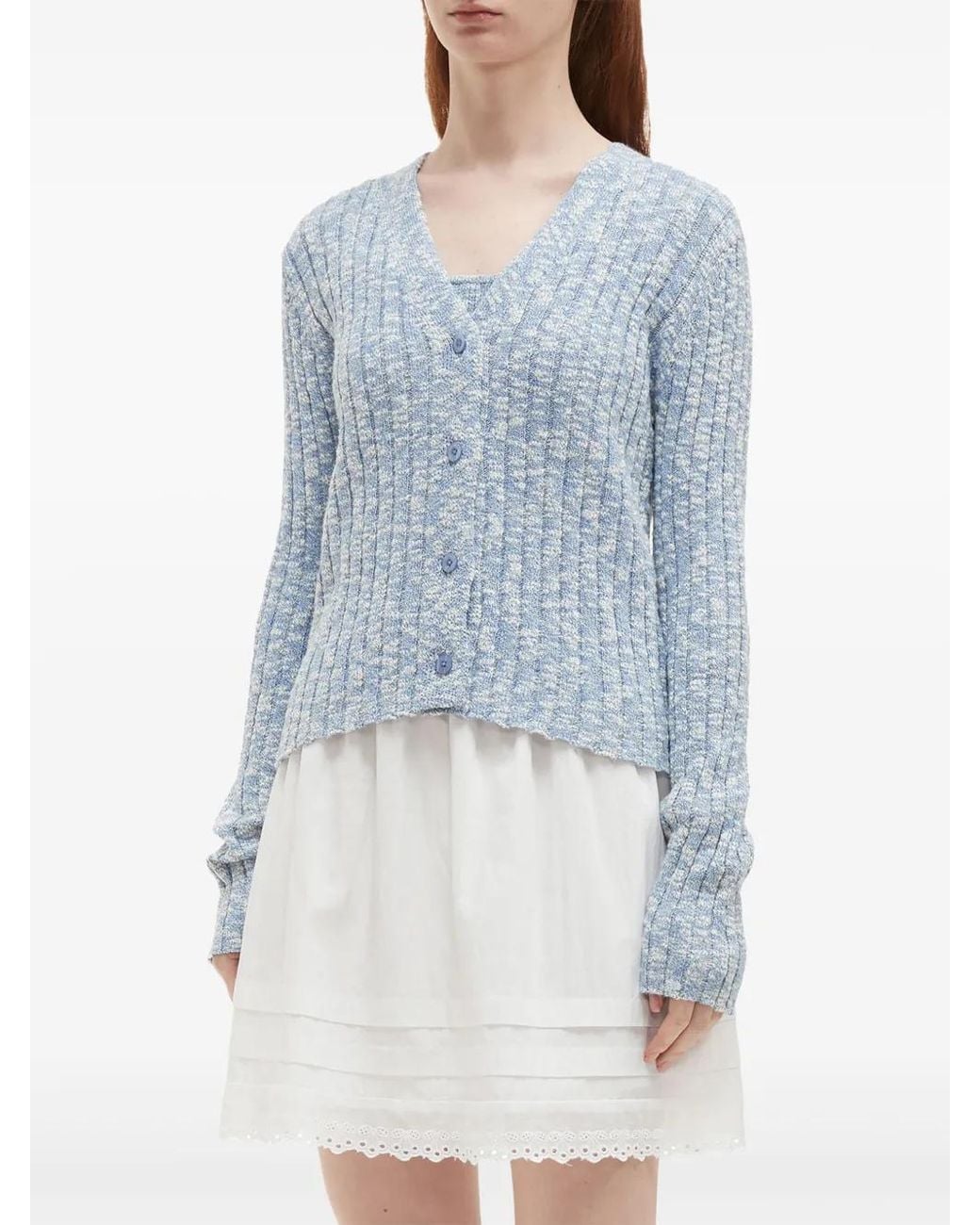 B+ AB Blue Wide-Ribbed Cardigan
