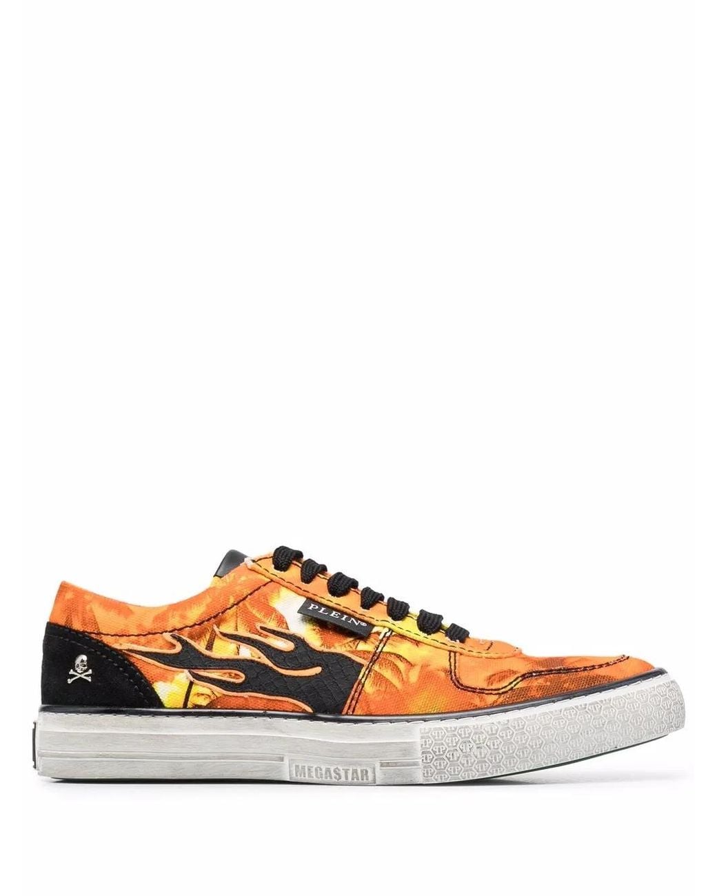 Philipp Plein Orange Flame Low-Top Sneakers for men