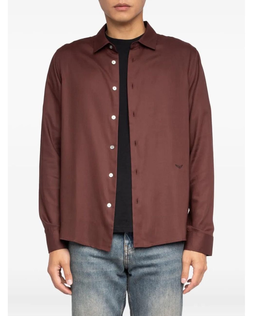 Zadig & Voltaire Purple Embroidered Long-Sleeve Shirt for men