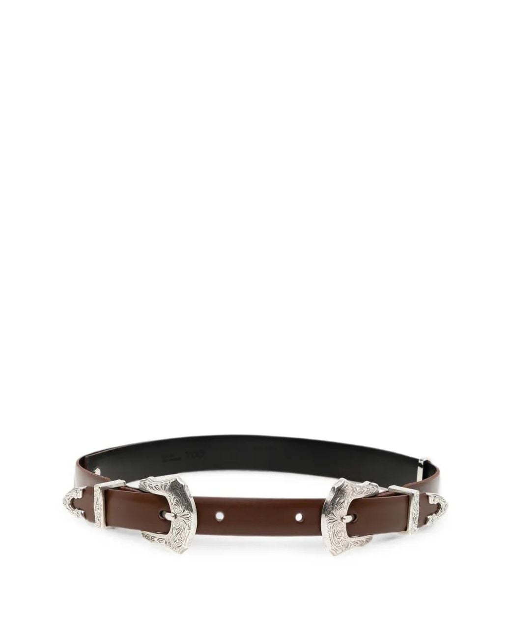 Toga White Engraved Metal-Plaque Leather Belt