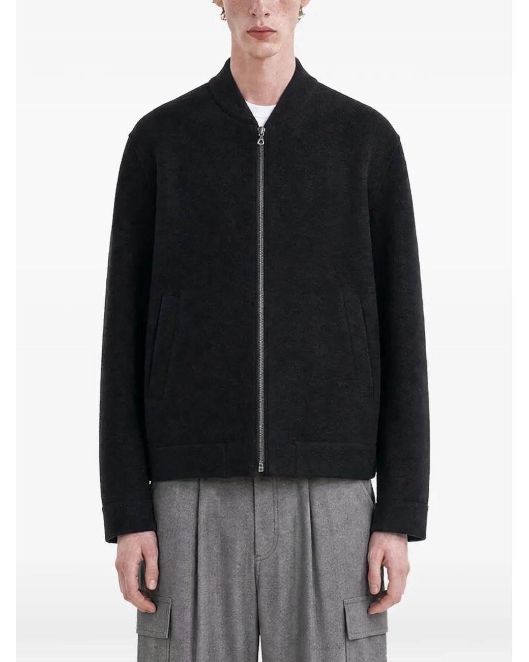 Harris Wharf London Black Veste Bomber En Laine Bouillie for men