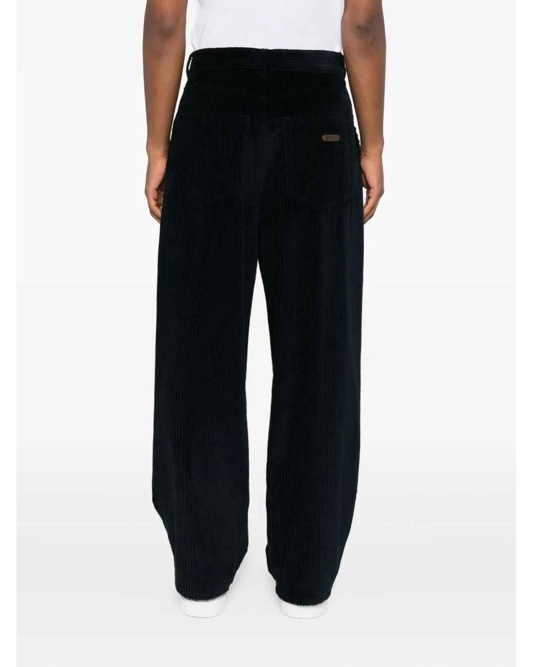 Moschino Black Pleat-Detail Corduroy Trousers for men