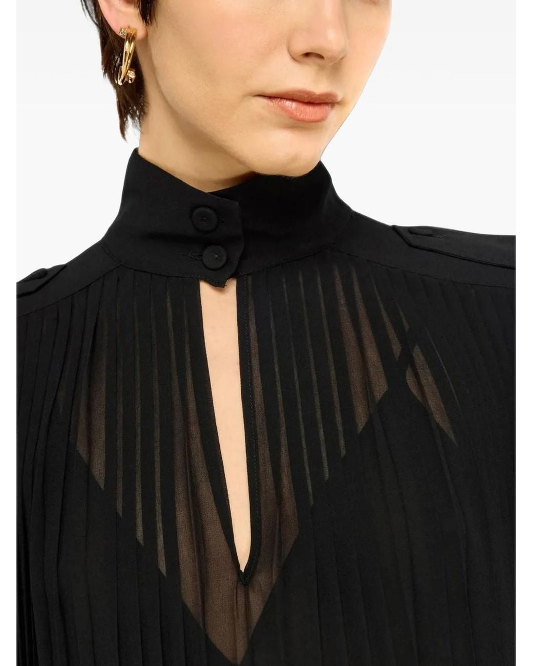 Semicouture Black Belted Pleated-Skirt Mini Dress