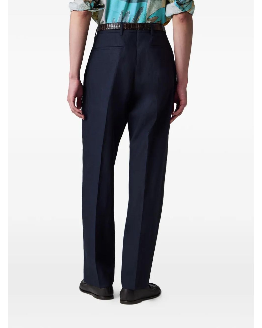 Paul Smith Blue Pressed-Crease Wool Trousers for men