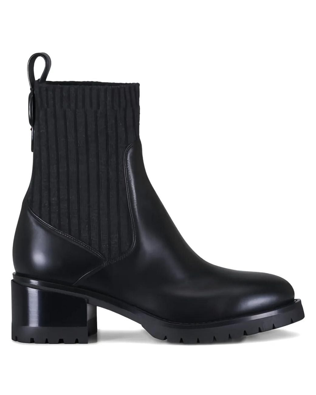 Santoni Black Ribbed Buckle Boots