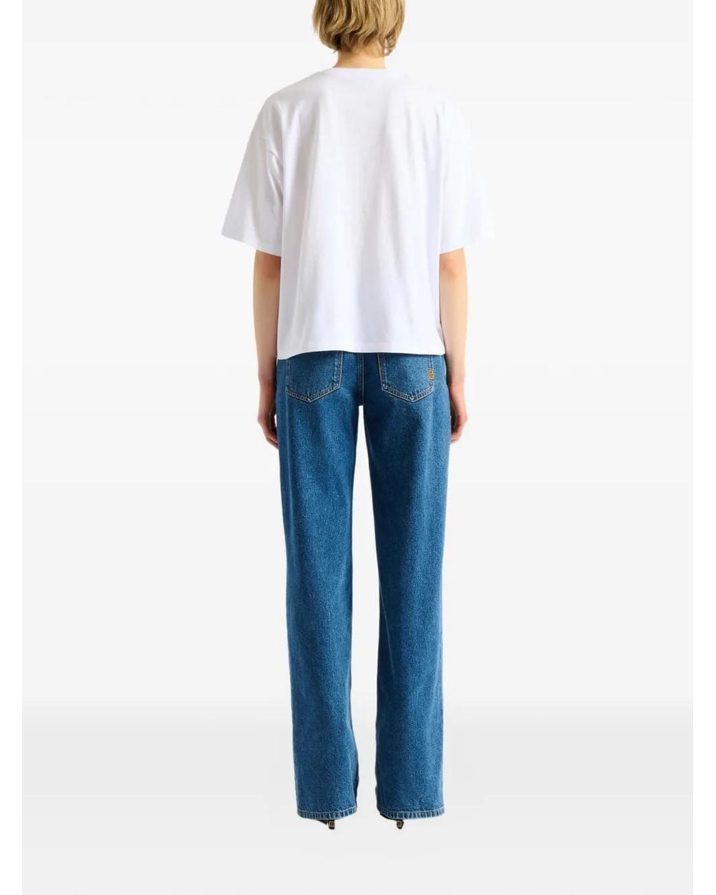 Balmain White Printed Flower T-Shirt