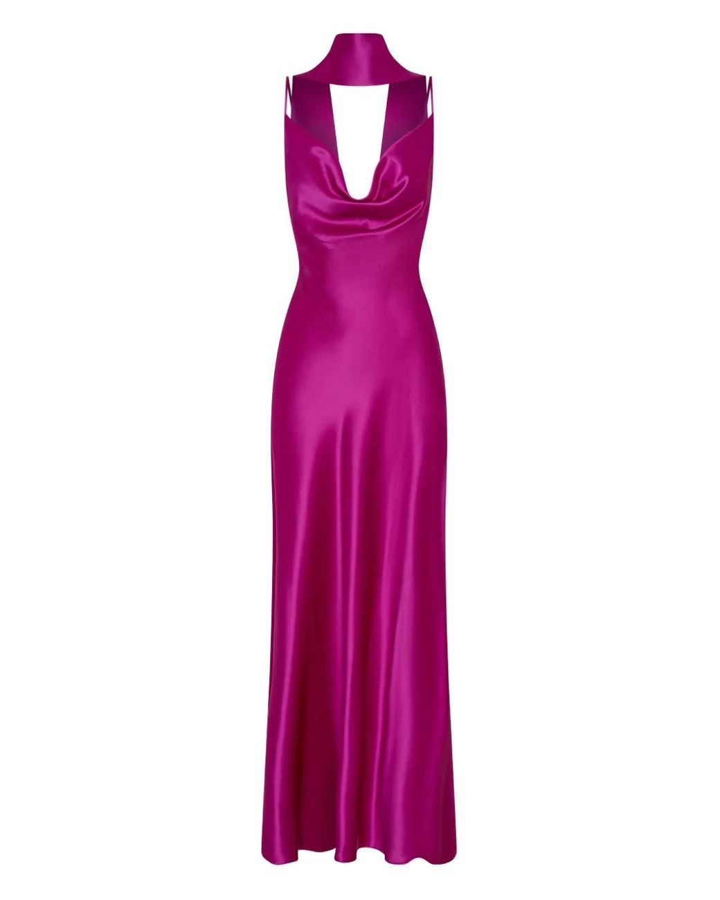 Nicholas Purple Cowl-Neck Maxi Dress