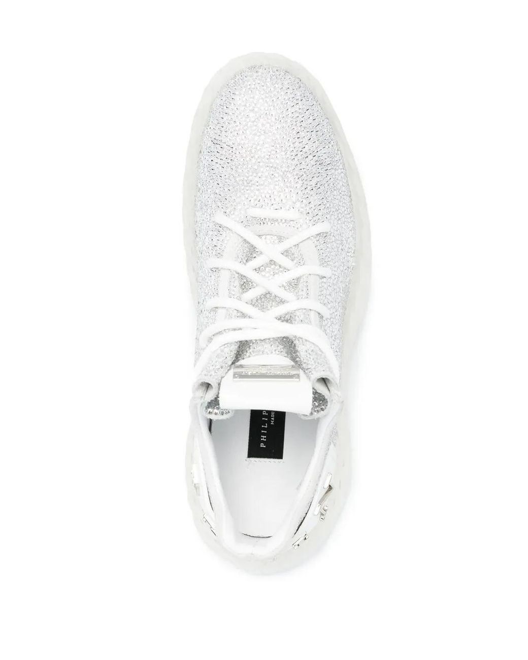 Philipp Plein White Skeleton Runner Embellished Sneakers