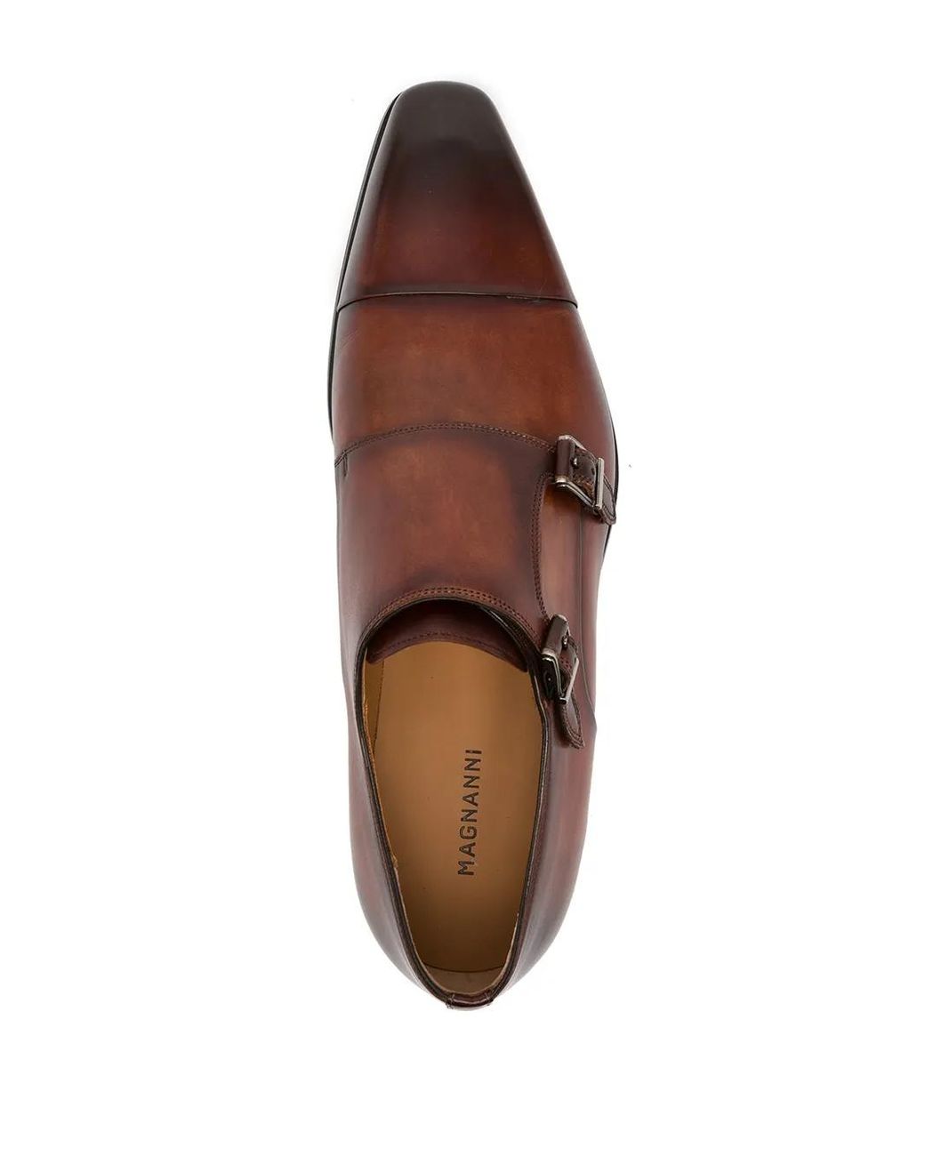 Magnanni Shoes Brown Double-Buckle Monk Shoes for men