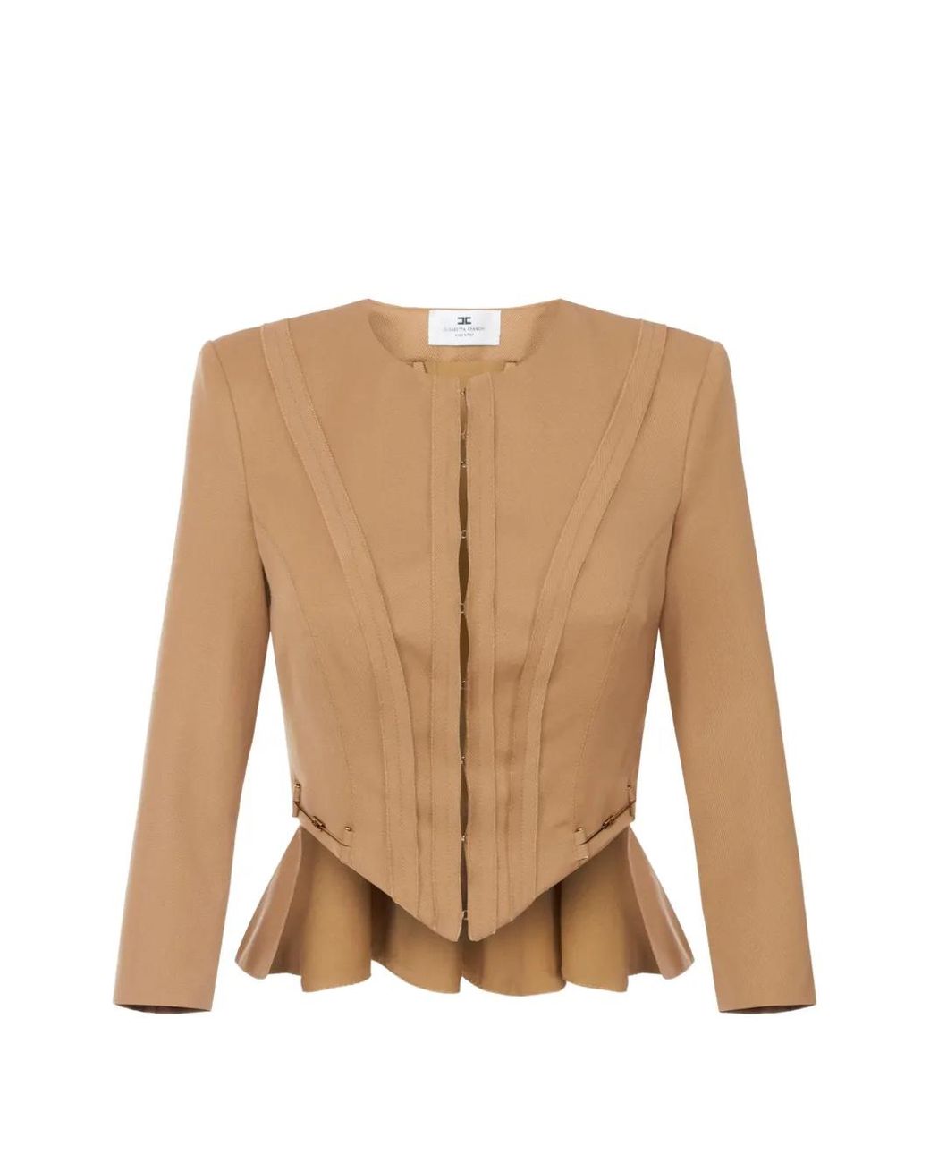 Elisabetta Franchi Natural Veste En Gabardine À Mors