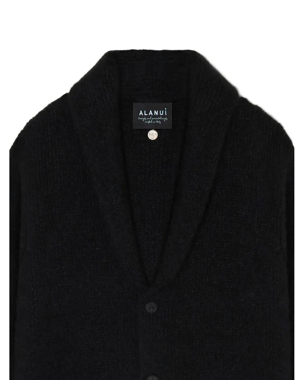 Alanui Black Patch Pockets Horn Buttons Cardigan for men