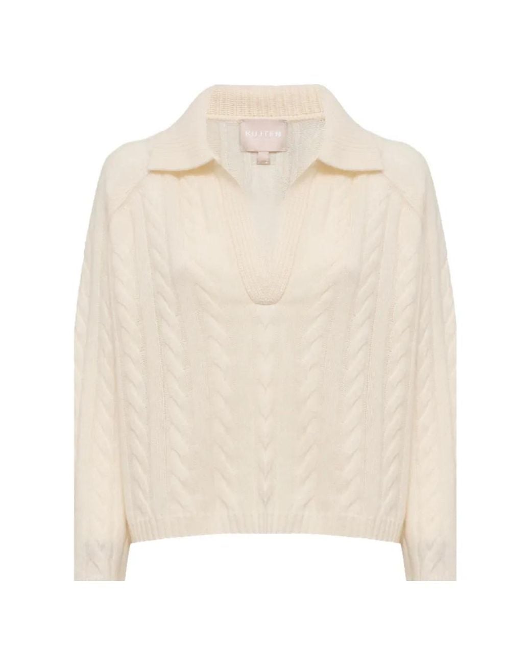 Kujten White Aenora Cable-Knit Sweater