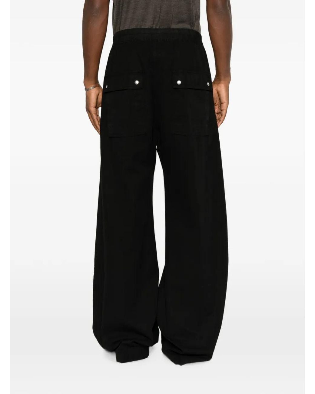 Rick Owens Black Drawstring Wide-Leg Trousers for men