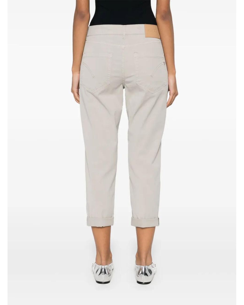 Dondup Gray Straight-Leg Cropped Trousers
