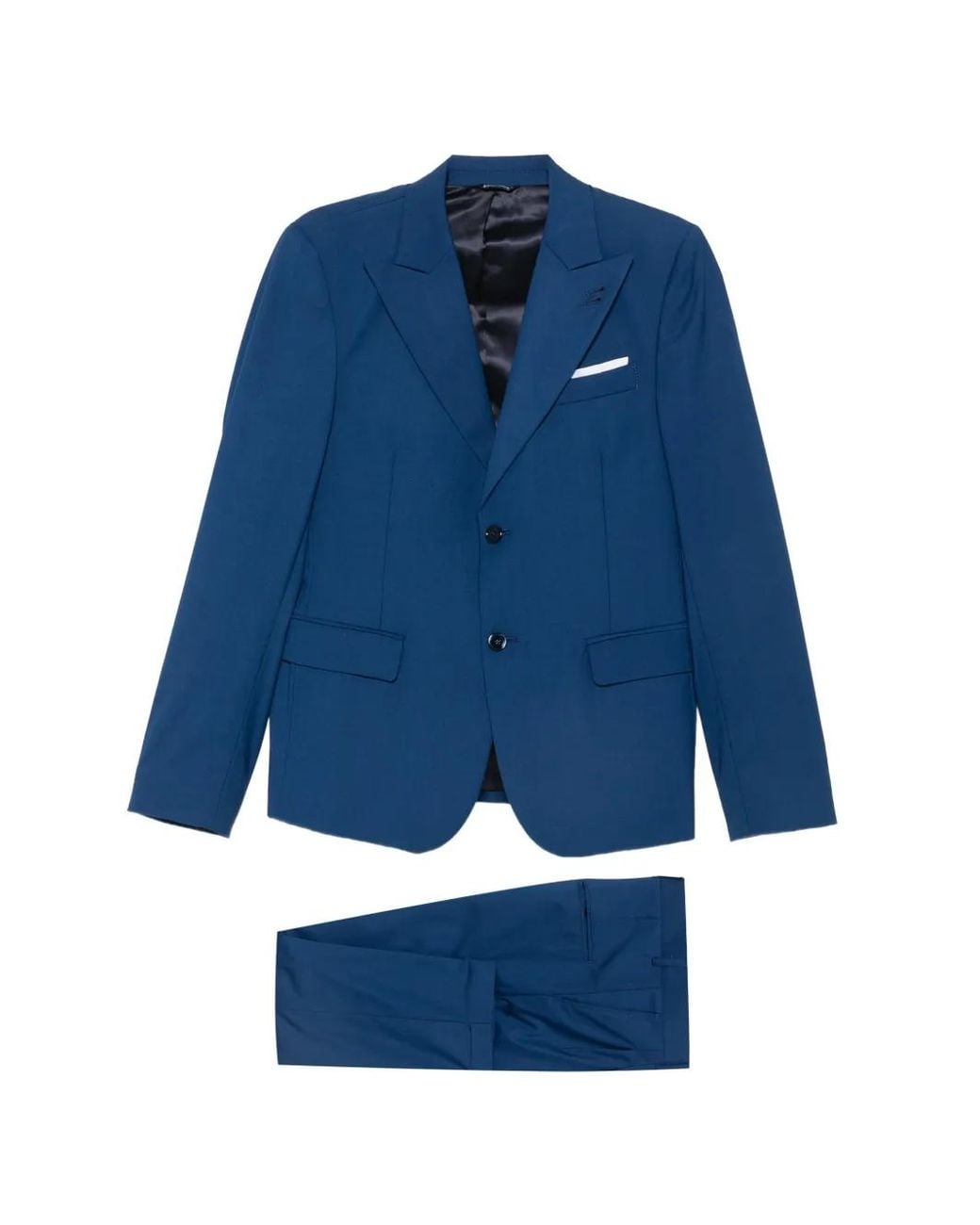 Daniele Alessandrini Blue Peak-Lapels Single-Breasted Suit for men