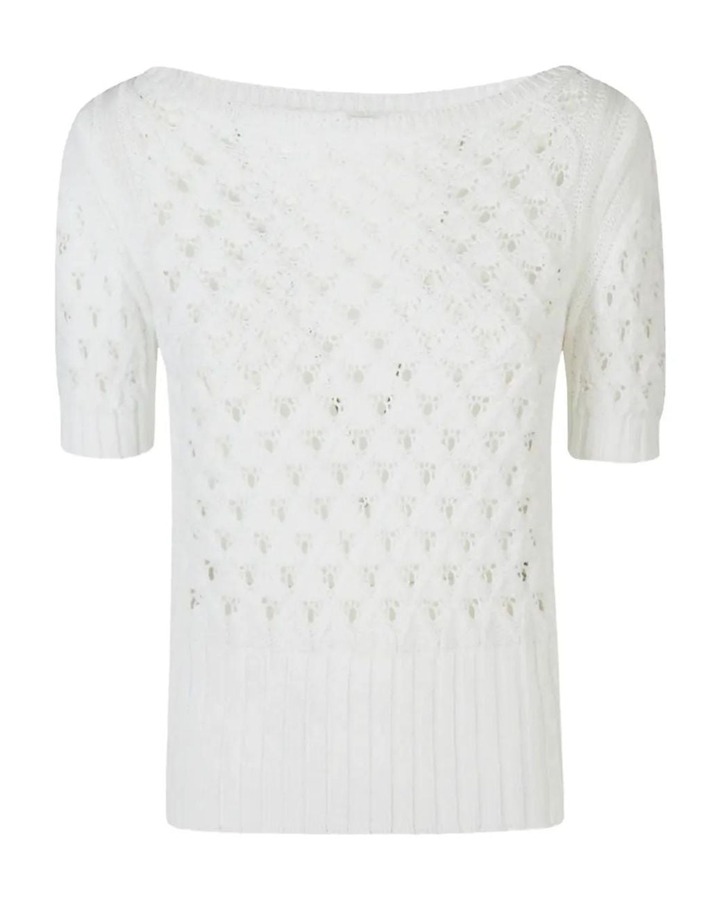 Eleventy White Short-Sleeve Sweater
