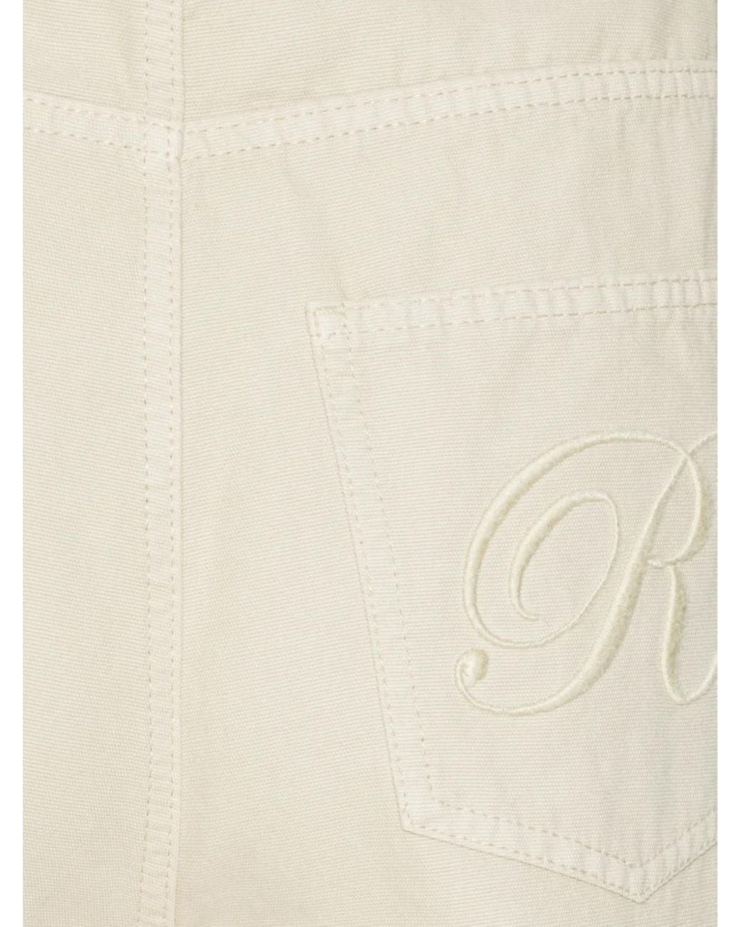 ROTATE BIRGER CHRISTENSEN White R-Embroidery Cotton Straight-Leg Jeans