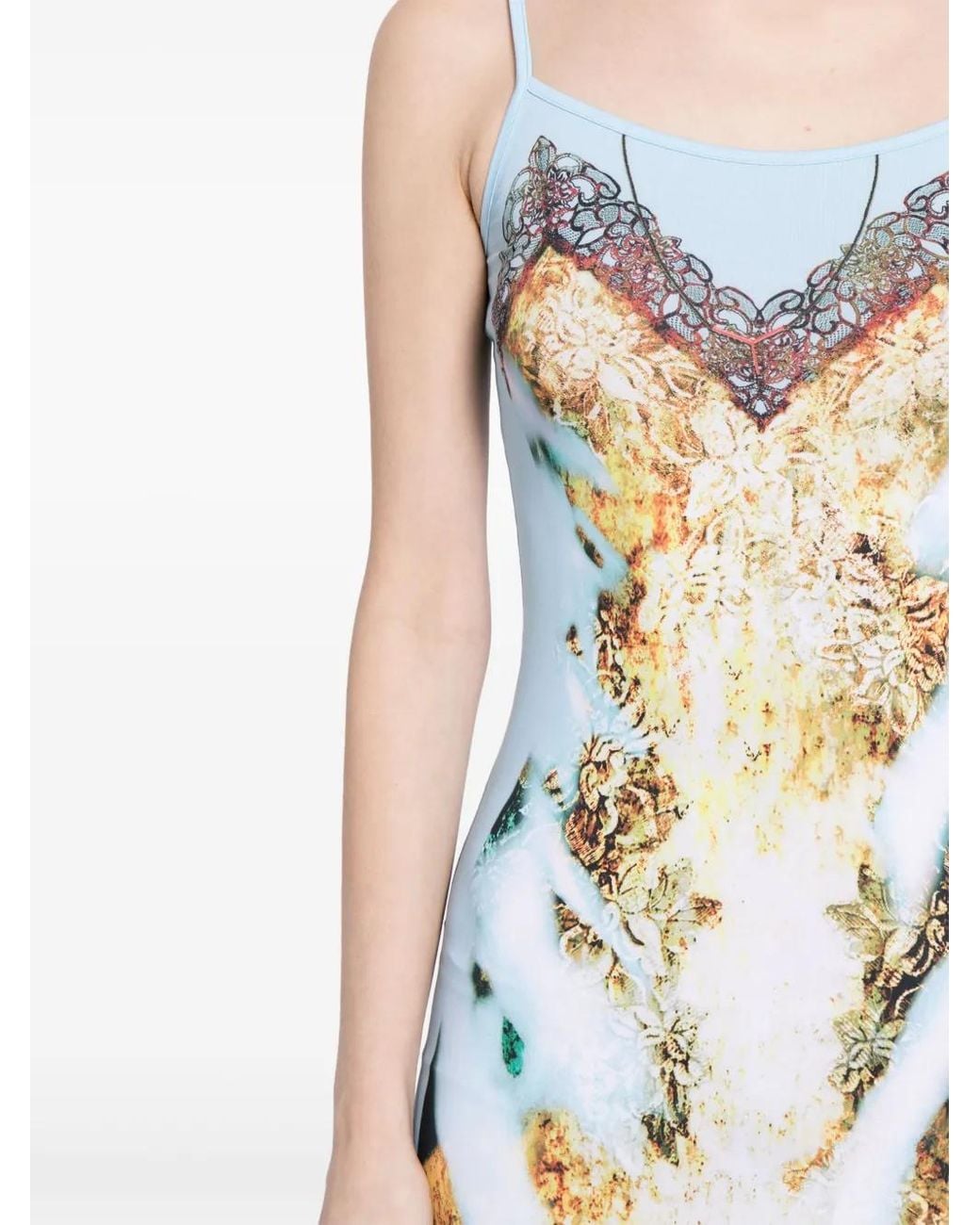 Y. Project White Graphic-Print Slip Dress