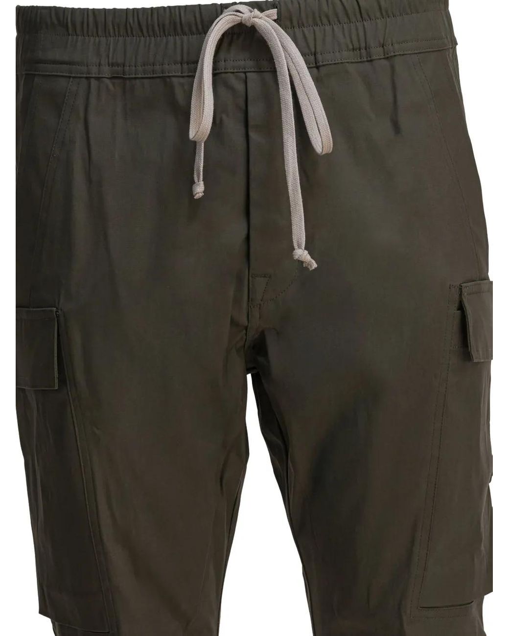 Rick Owens Green Drawstring Cargo Trousers for men