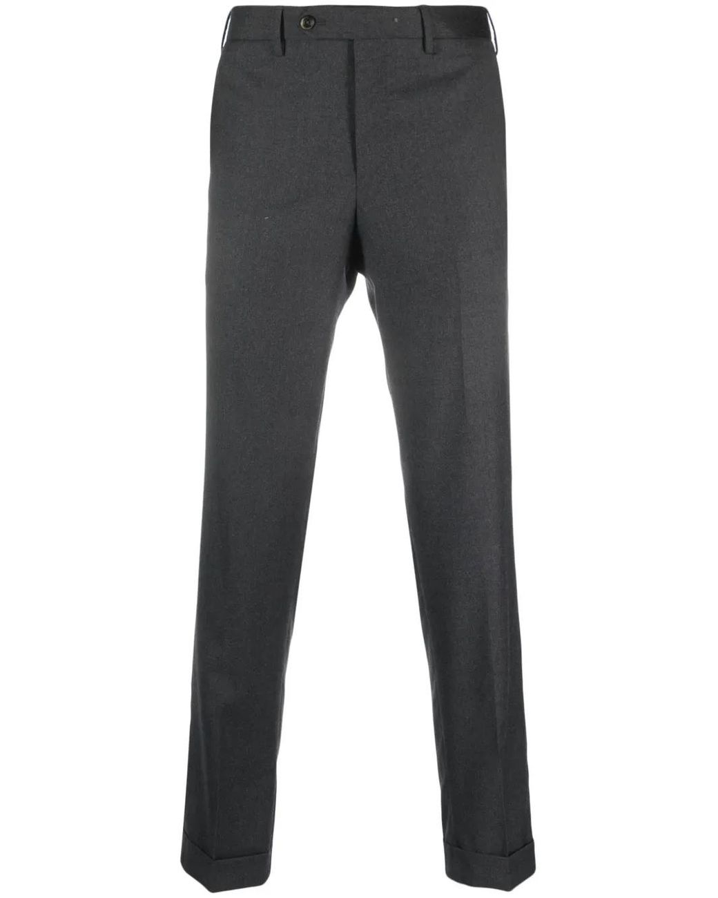 PT Torino Gray Mid-Rise Tailored Trousers for men