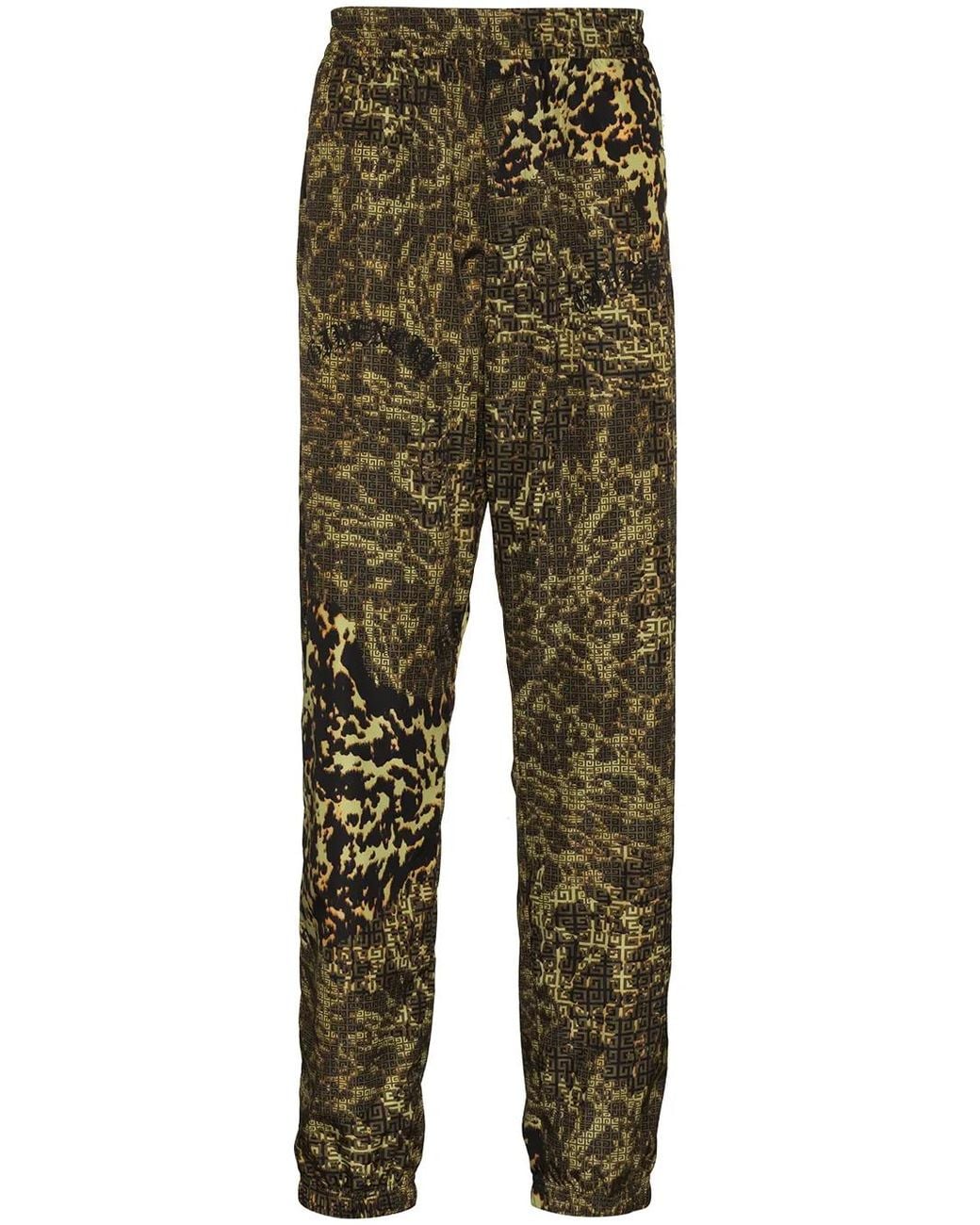Givenchy Green 4G Animal-Print Track Pants for men