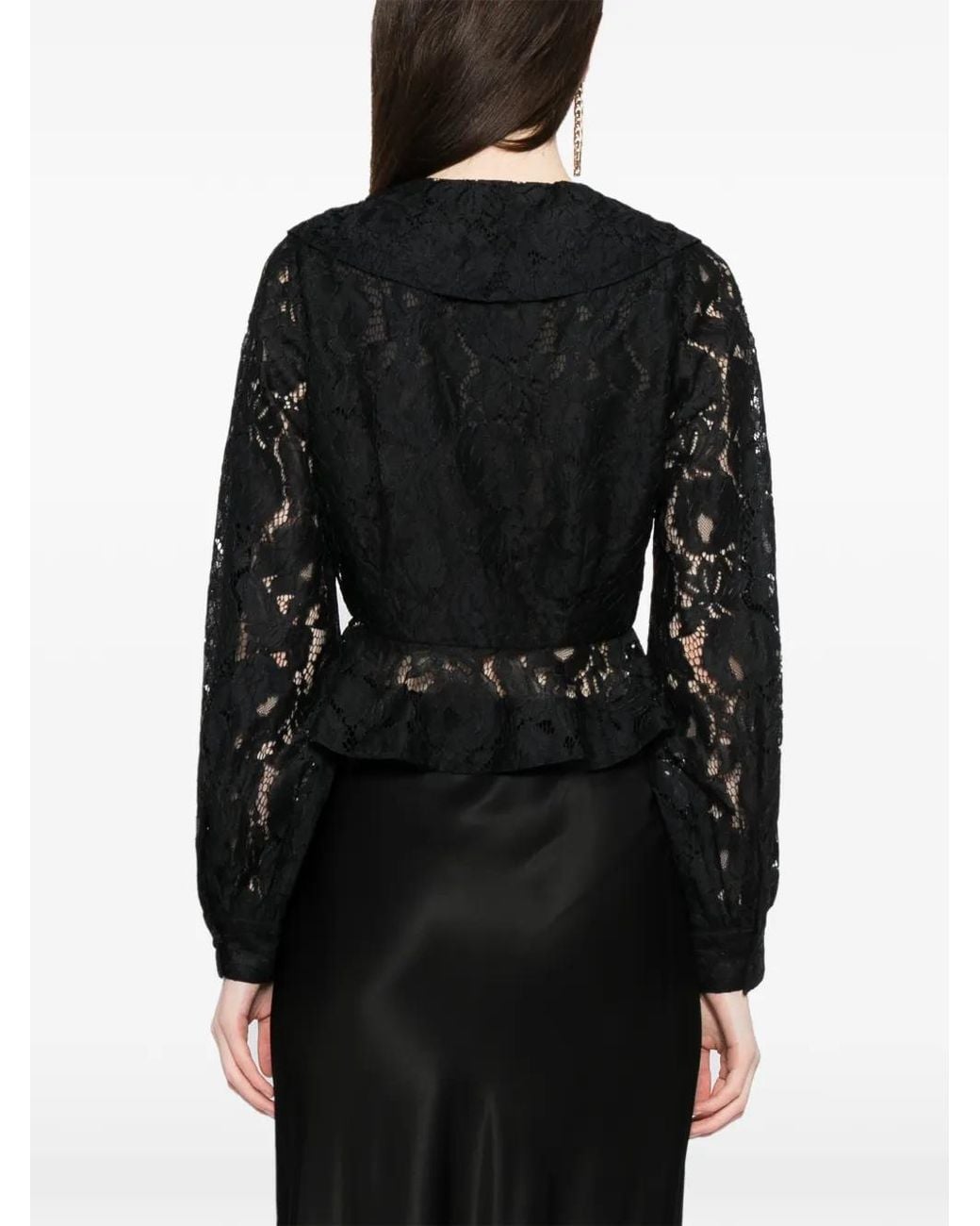 Cynthia Rowley Black V-Neck Lace Blouse