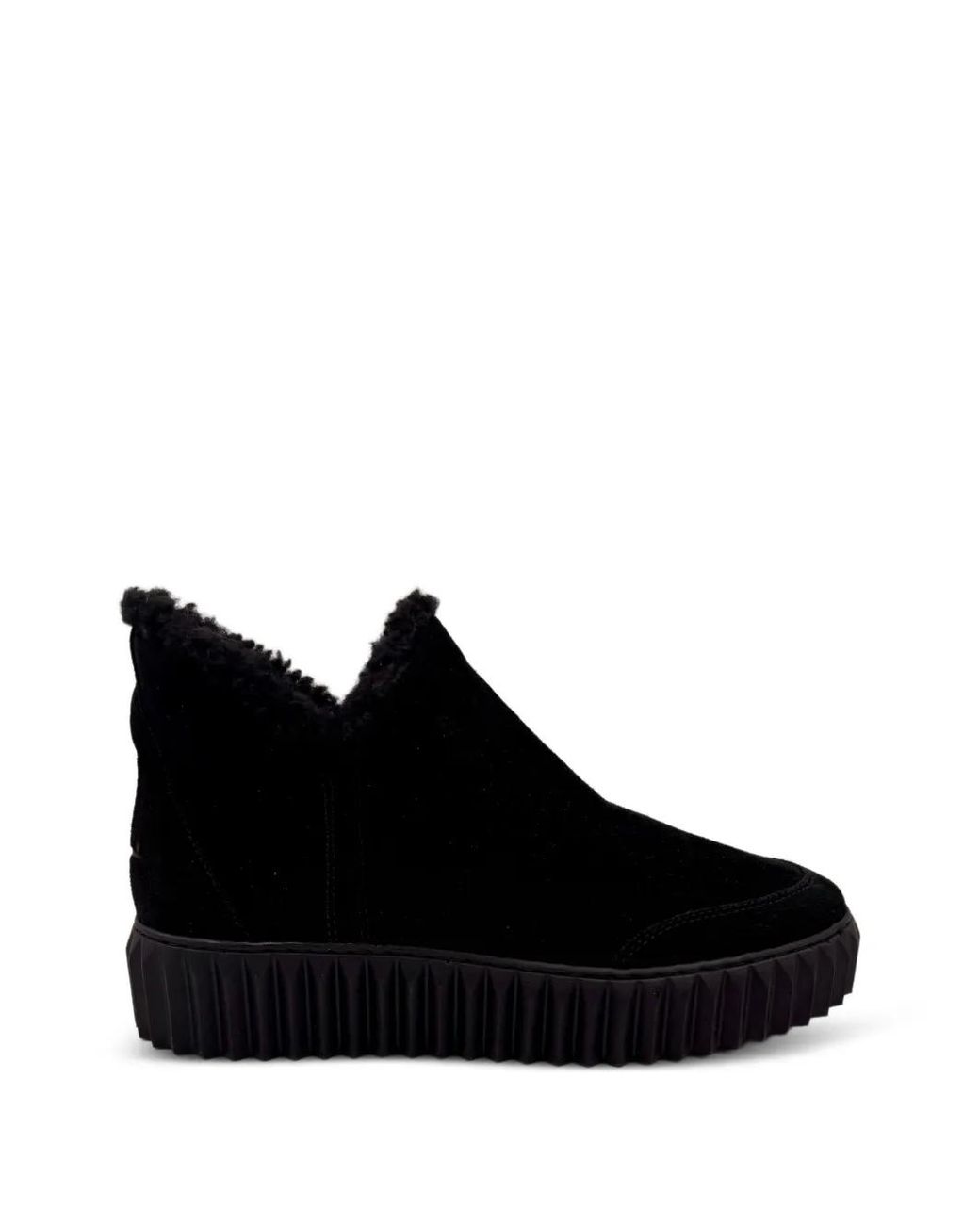 Voile Blanche Black Luna Shearling-Trim Ankle Boots