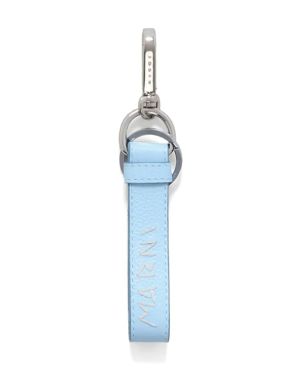 Marni Blue Logo-Embroidered Leather Keyring for men